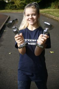 GOLD & SILVER: Skye Kelly - Gold Under 16's red belt patterns, silver blue/red belt lightweight sparring. (c)MiraclePR